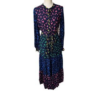 Boden NWT Viscose Maxi Floral Pattern Long Sleeve Button-Front Dress Size 8R